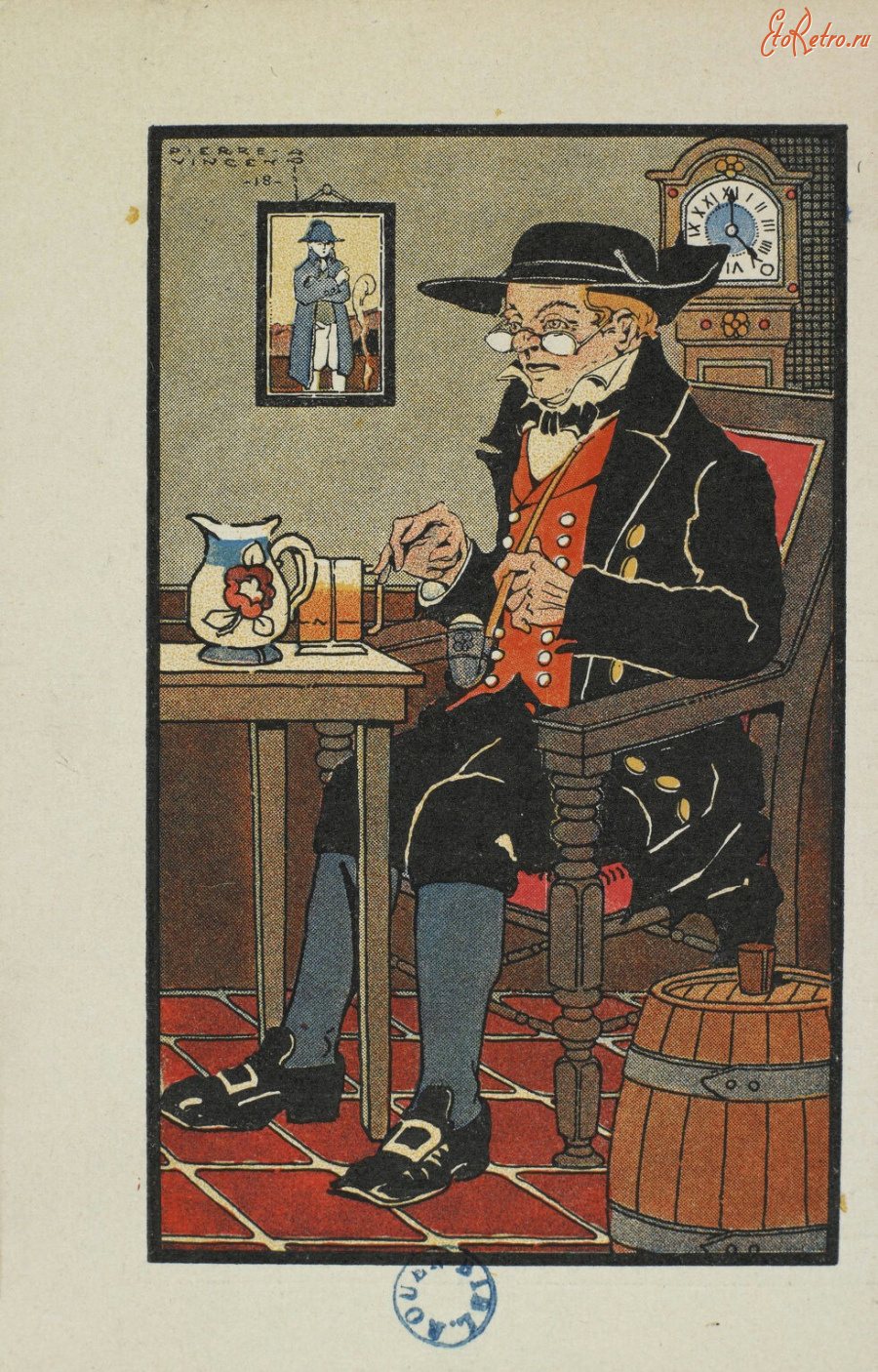 Ретро мода - Эльзасец с кружкой пива и трубкой