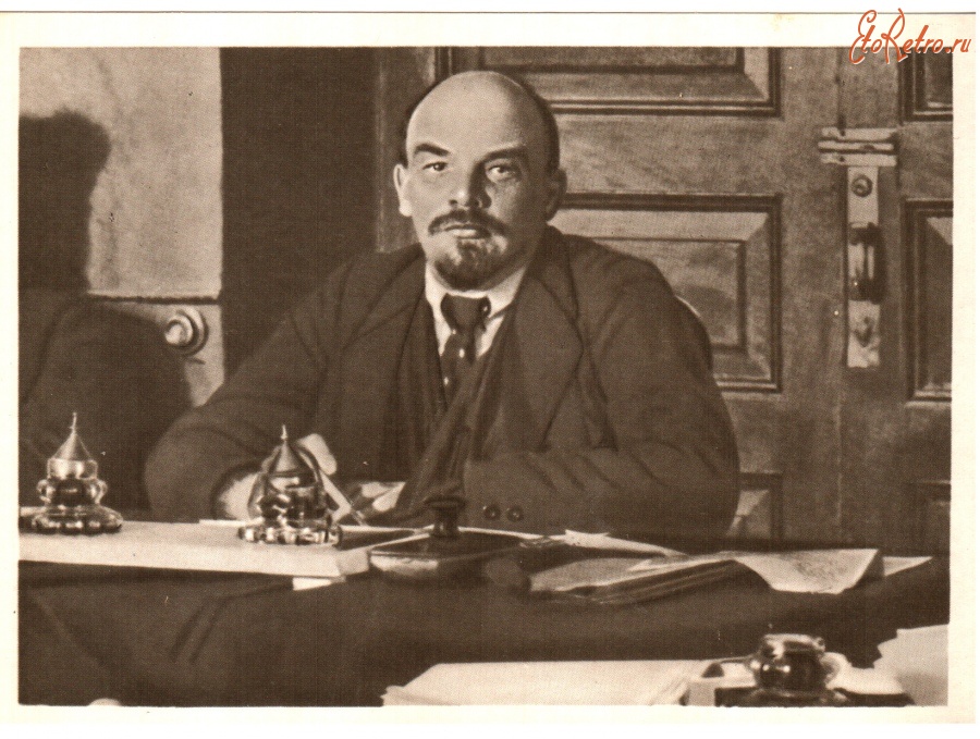Ретро открытки - Ленин председательствует на заседании СНК
