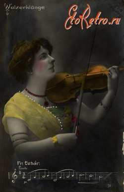 Ретро открытки - Дівчина з скрипкою.