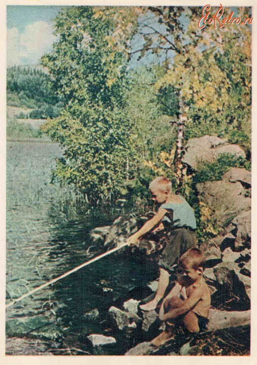 Ретро открытки - Рыбаки