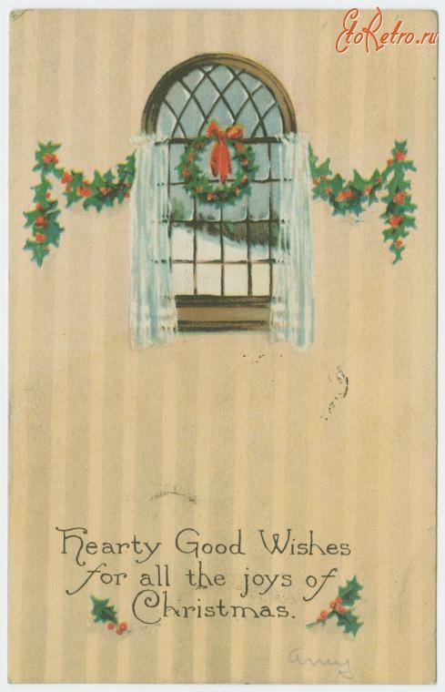 Ретро открытки - Сердечные пожелания всех радостей в Рождество