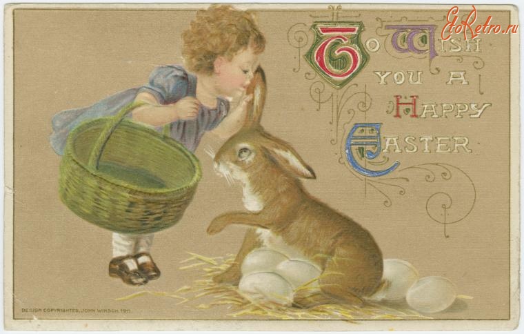 Ретро открытки - Пожелания счастливой Пасхи