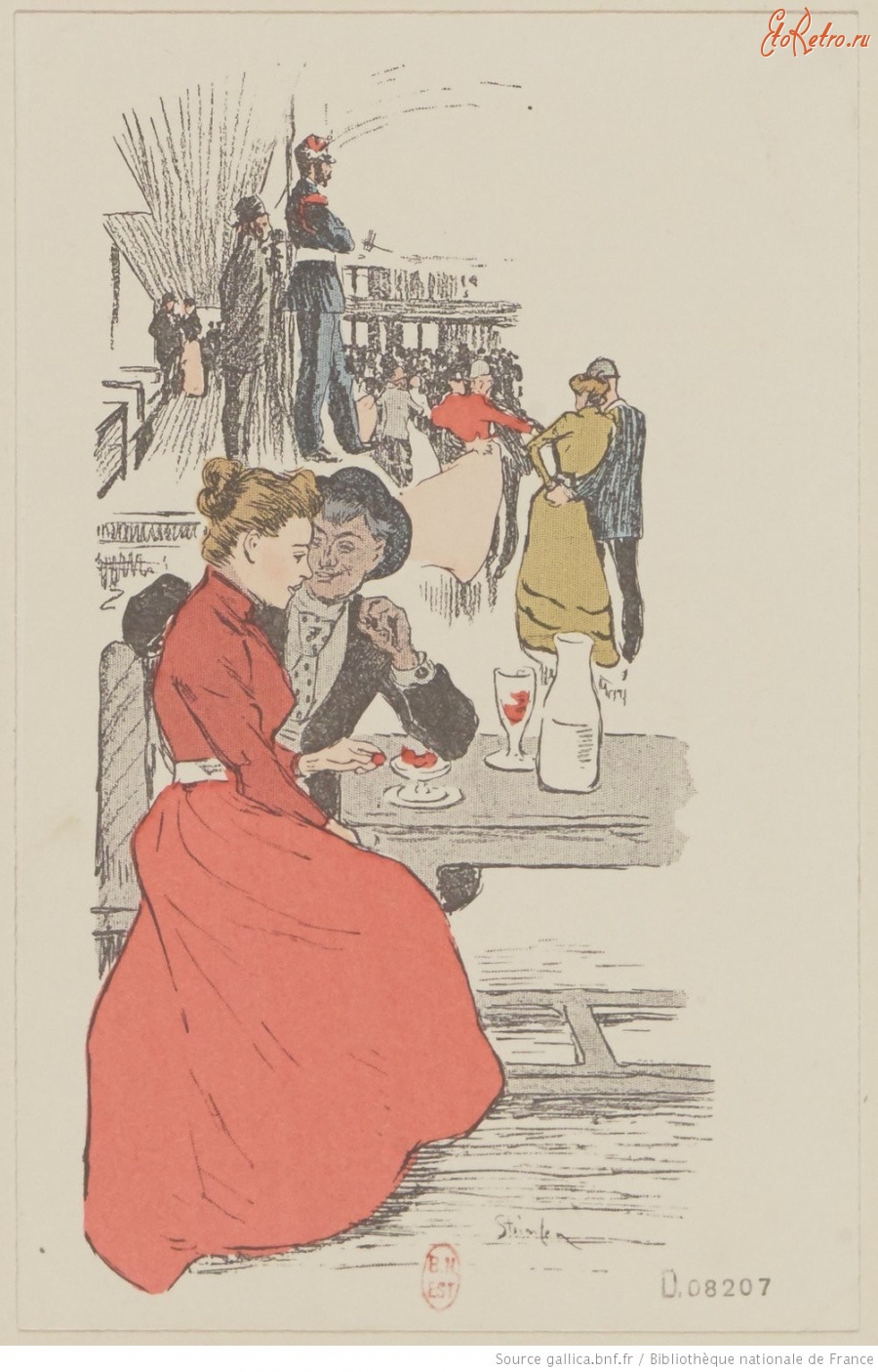 Ретро открытки - Уличное кафе, 1902