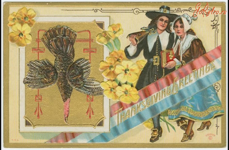 Ретро открытки - Приветствия в День благодарения, 1900-1915