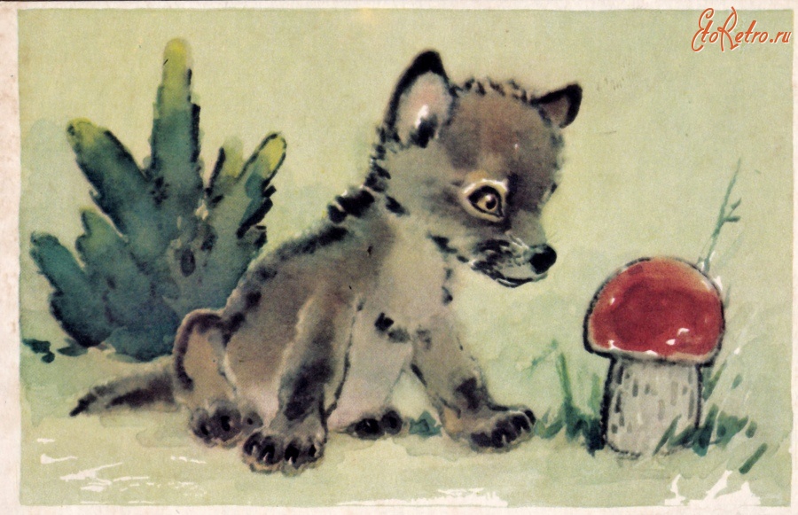 Ретро открытки - Волк и красная шапочка