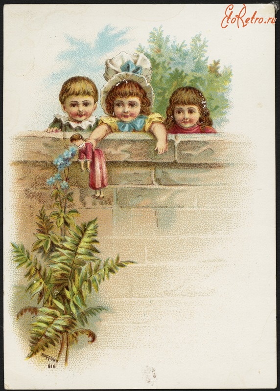Ретро открытки - Дети с куклой