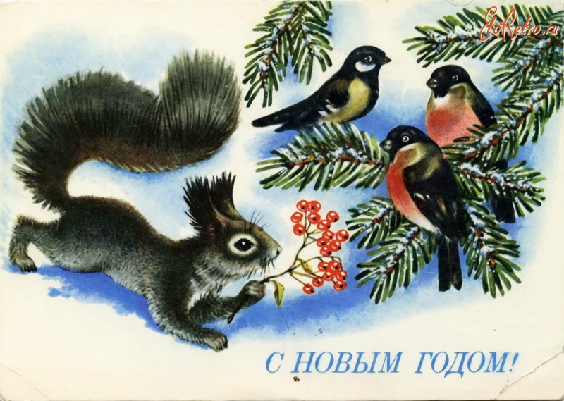 Открытки С Новым Годом С Белкой