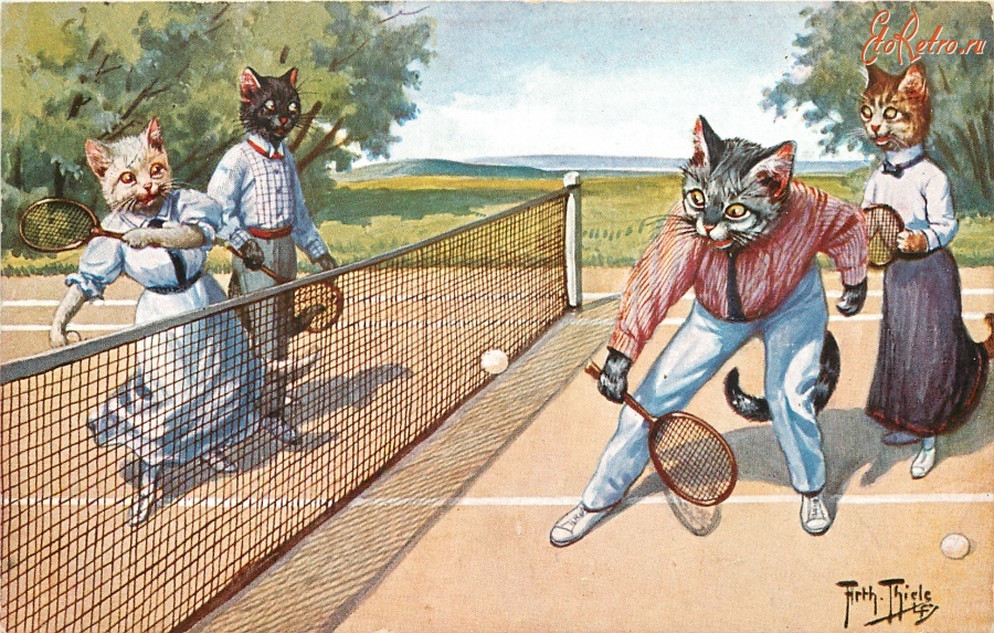 Ретро открытки - Теннисный турнир. Нетбол