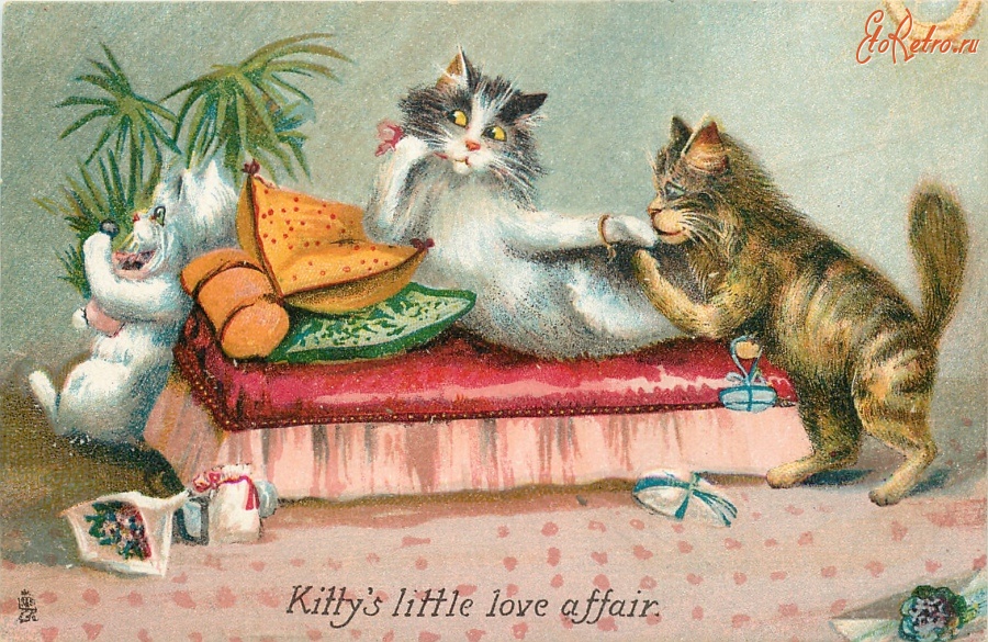 Ретро открытки - Маленькая любовь Китти