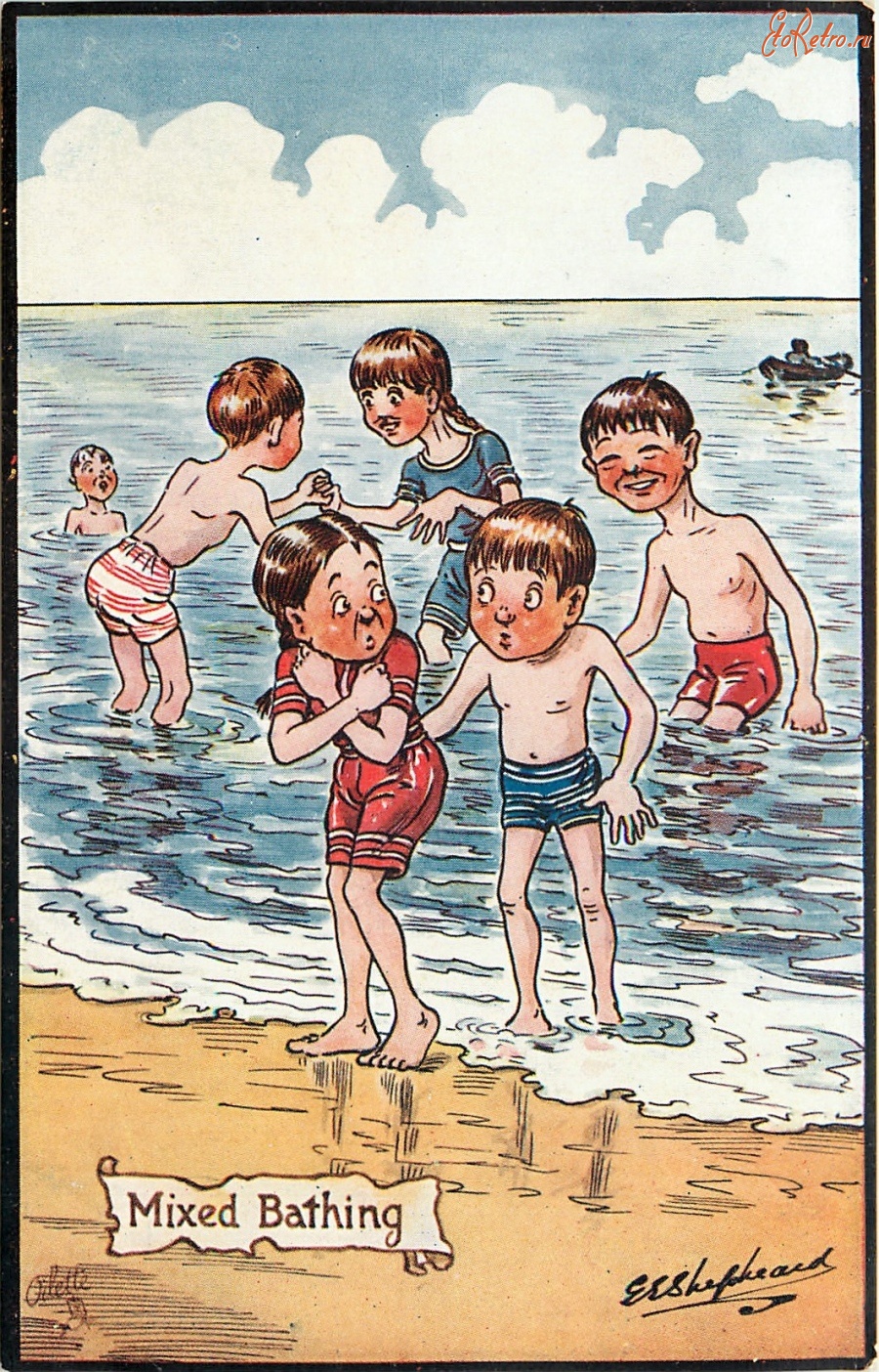 Ретро открытки - Смешанное купание