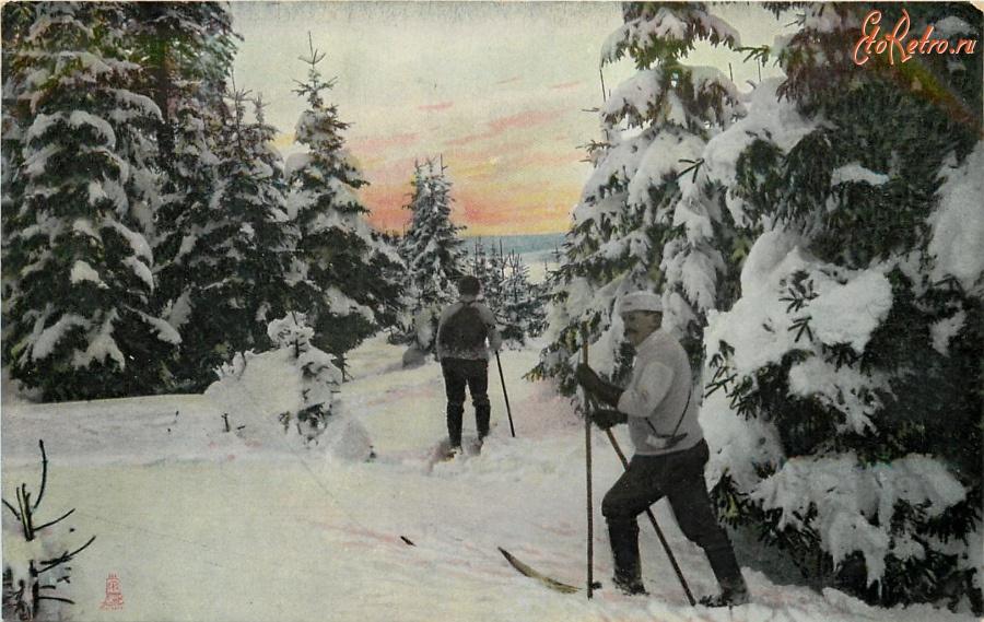 Ретро открытки - Зима в Альпах