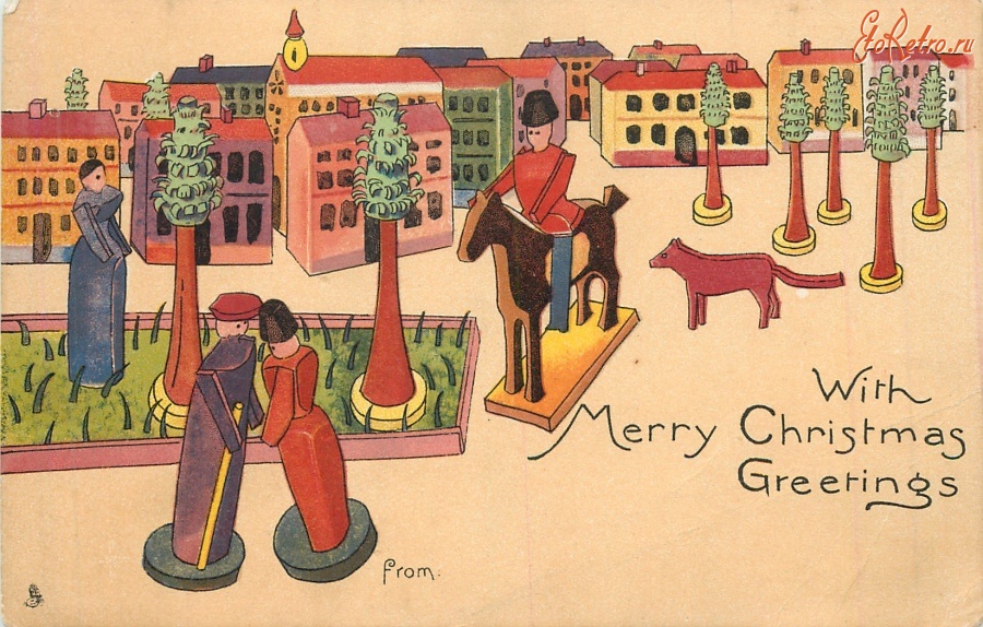 Ретро открытки - Рождество в игрушечном городе