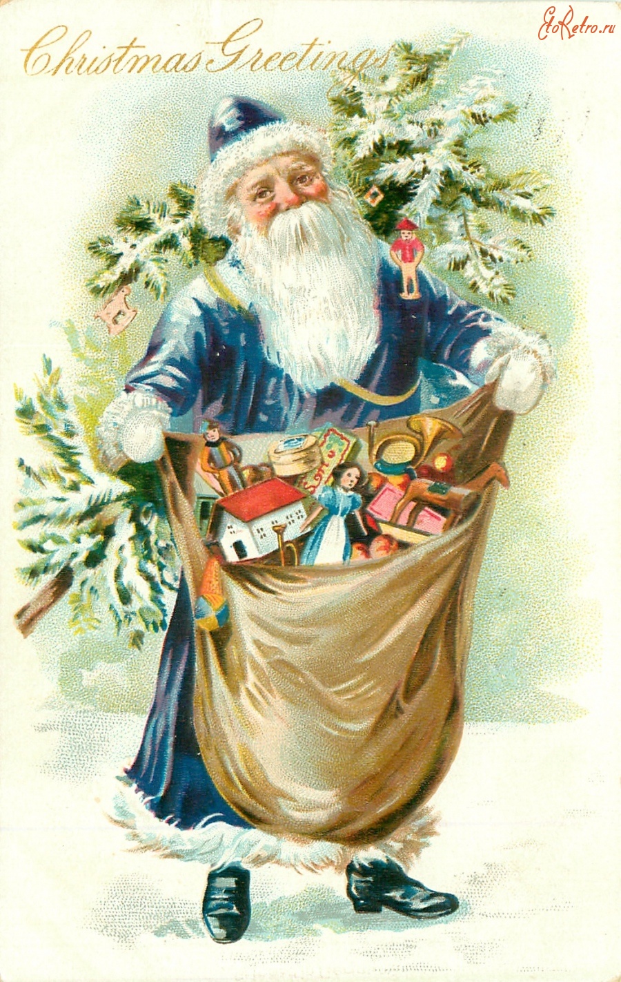 Ретро открытки - Подарки в Рождество