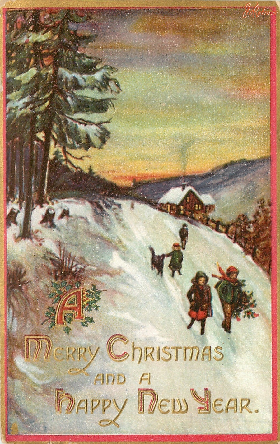 Ретро открытки - Весёлого Рождества и счастливого Нового Года