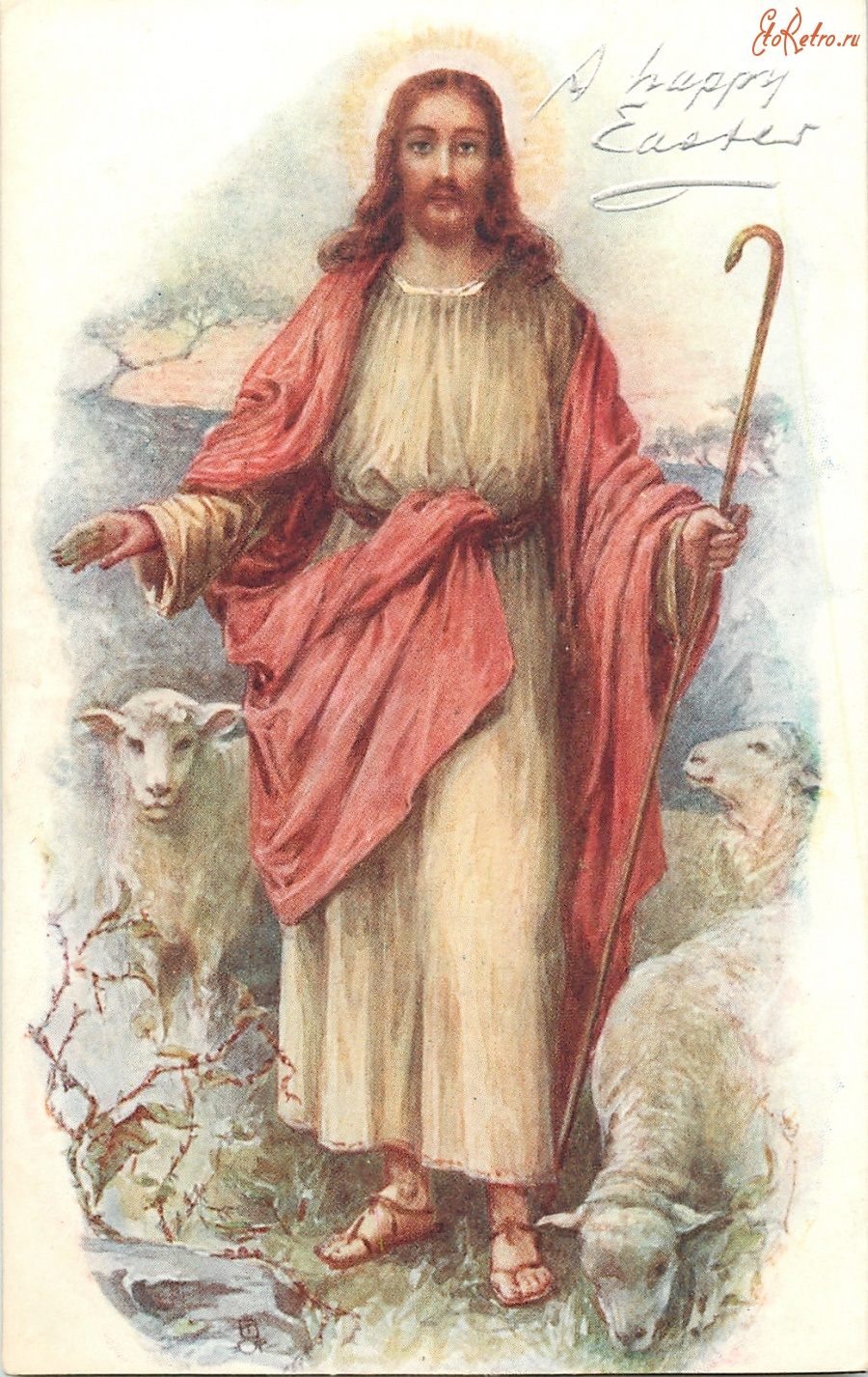 Ретро открытки - Добрый пастырь Иисус Христос