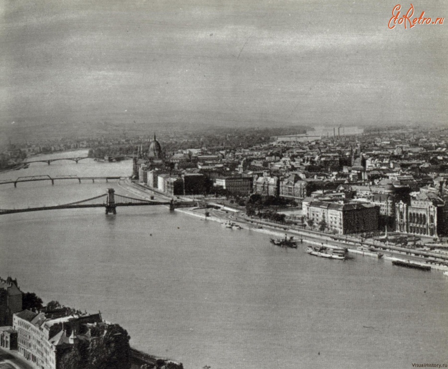 Будапешт - 1959. Будапешт. Вид с горы Геллерт на север.