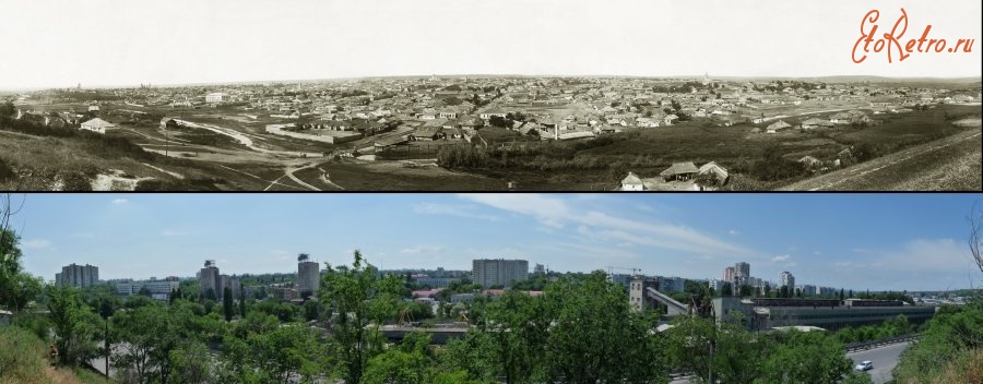 Кишинёв - Увеличенная панорама Кишинёва конца XIX века (1889 год) и начала XXI века (2009 год) с горы Рышкановки