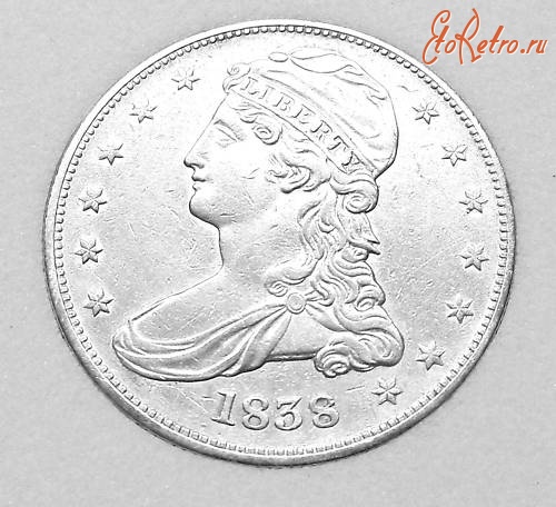 Старинные деньги (бумажные, монеты) - Аверс 50 центов США 1838 года