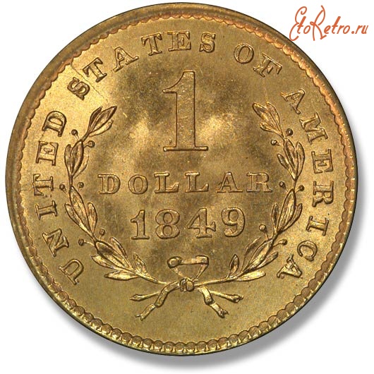 Старинные деньги (бумажные, монеты) - Реверс золотого доллара I типа