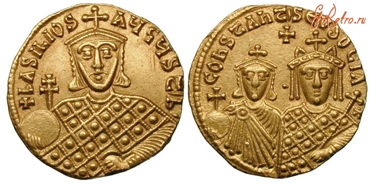 Старинные деньги (бумажные, монеты) - Василий I , А. В. Solidus. Константинополь мяты