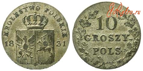 Старинные деньги (бумажные, монеты) - Революционный биллон (10 грошей 1831)