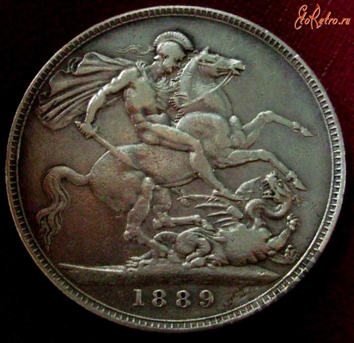 Старинные деньги (бумажные, монеты) - Великобритания Крона 1889 г.