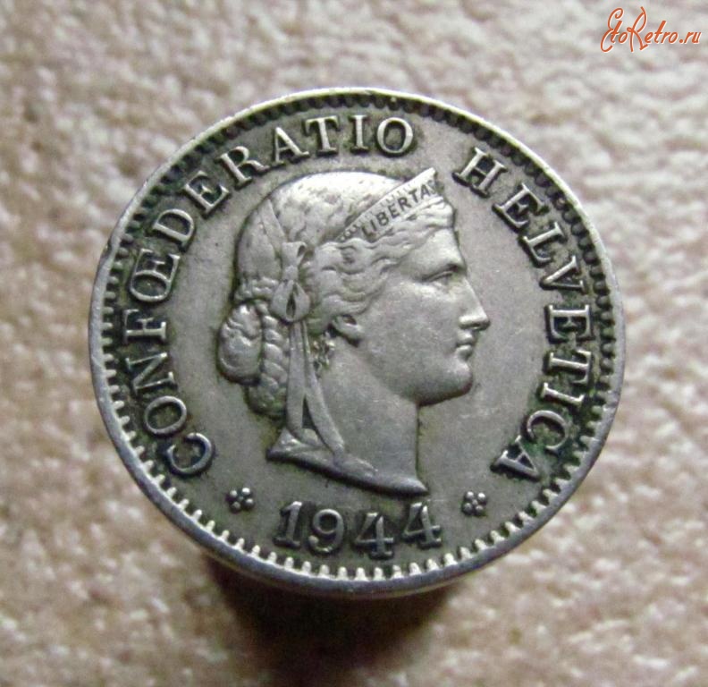 Старинные деньги (бумажные, монеты) - Швейцария 5 раппен 1944 г