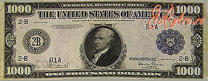 Старинные деньги (бумажные, монеты) - Раритетные доллары США-1000.