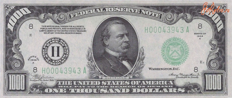 Старинные деньги (бумажные, монеты) - Раритетные доллары -1000
