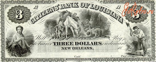 Старинные деньги (бумажные, монеты) - Три доллара