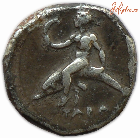 Старинные деньги (бумажные, монеты) - ТАРЕНТ (Тарас), номос 390-380 гг до н.э.