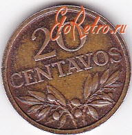 Старинные деньги (бумажные, монеты) - 20 сентаво 1972г.Португалия.