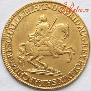 Старинные деньги (бумажные, монеты) - Германия 5 золотых дукатов, Саксония 1742 год