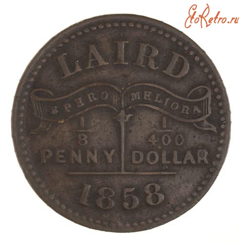 Старинные деньги (бумажные, монеты) - Токен (монетовидный жетон) -1/8 пенни или 1/400 доллара