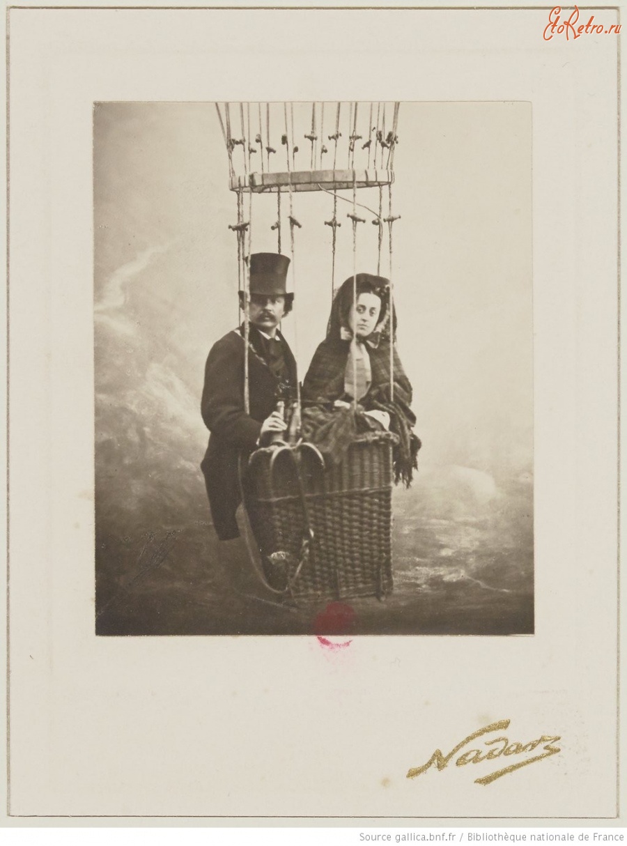 Ретро знаменитости - Феликс и Эрнестина Надар в гондоле, 1895-1899