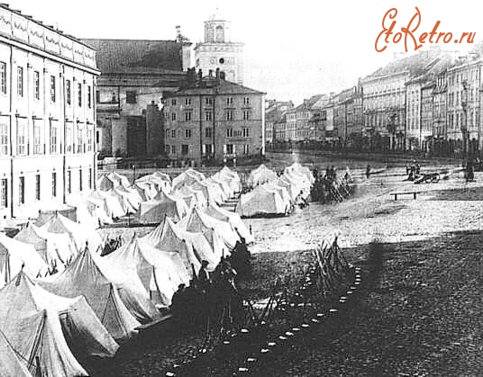 Варшава - Первые снимки Варшавы,Ещё один вид бивуака на Саксонской площади