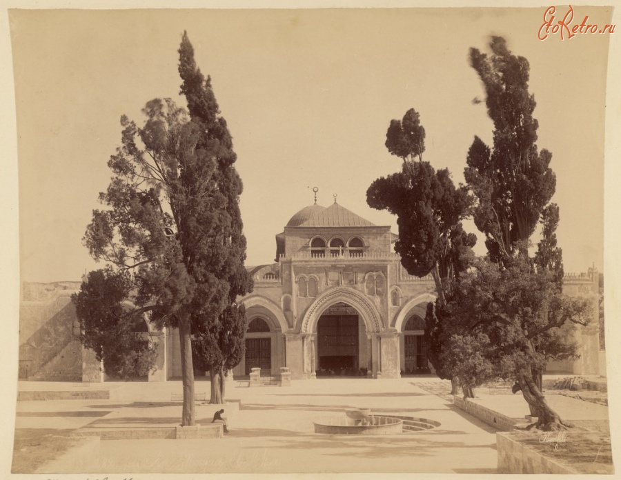 Израиль - Мечеть Аль-Акса и фонтан на площади, 1870-1879