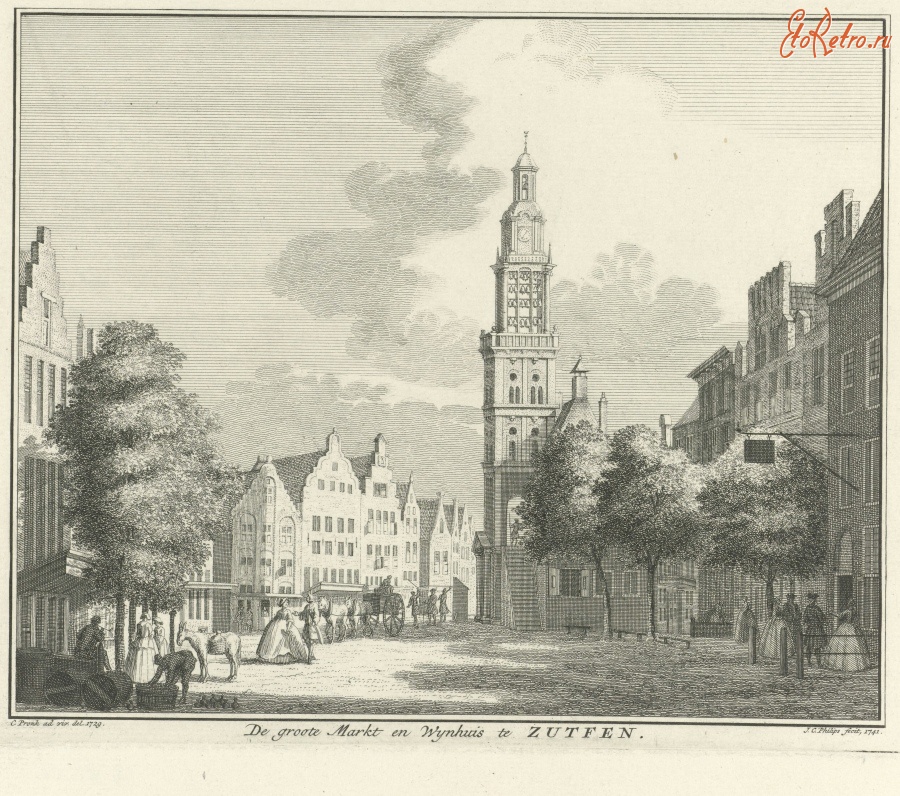 Нидерланды - Вид на рыночную площадь и городскую ратушу