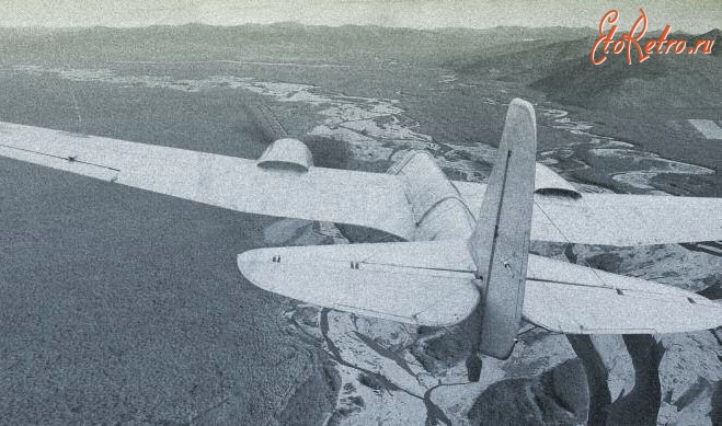 Авиация - Самолёт ПС-40 (АНТ-40) над долиной реки Армань. 1940
