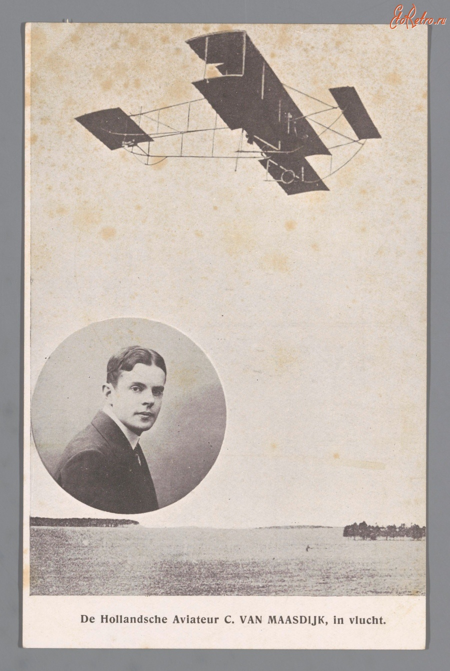 Авиация - Лётчик Клеман Ван Масдейк и его самолёт в полете