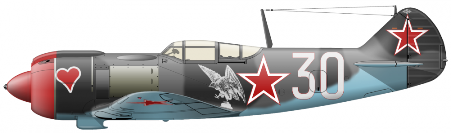 Авиация - Самолёт Ла-5 ФН с красным сердцем и орлом