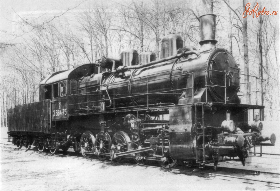 Железная дорога (поезда, паровозы, локомотивы, вагоны) - Э.684-75. Один из паровозов Эу первой партии, выпущенных Коломенским заводом в 1929 году.