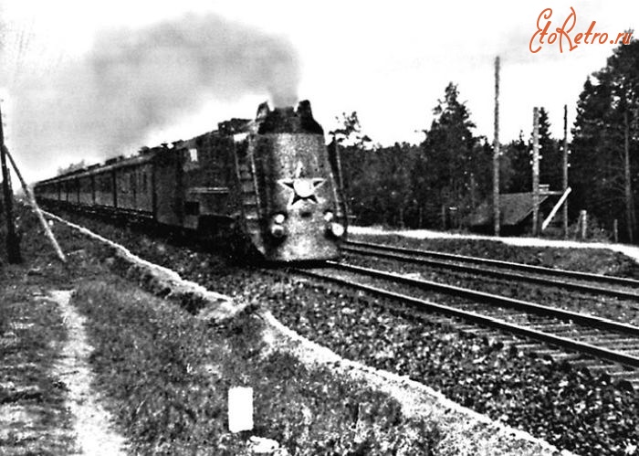 Железная дорога (поезда, паровозы, локомотивы, вагоны) - Паровоз 2-3-2К с поездом 