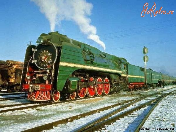 Железная дорога (поезда, паровозы, локомотивы, вагоны) - Паровоз П36-0250 с поездом 