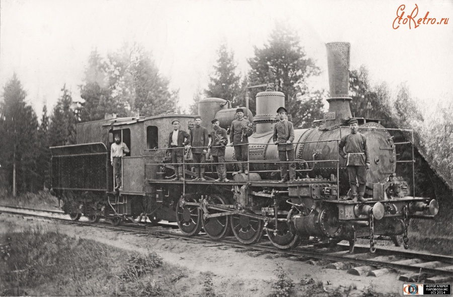 Железная дорога (поезда, паровозы, локомотивы, вагоны) - Паровоз Бк-499 во время испытаний ездой на Камско-Вятской ж.д. 3 июля 1903г.
