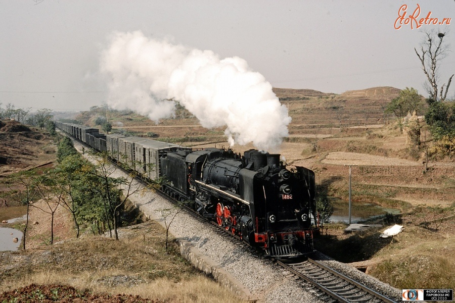 Железная дорога (поезда, паровозы, локомотивы, вагоны) - Паровоз FD№1482 с грузовым поездом.