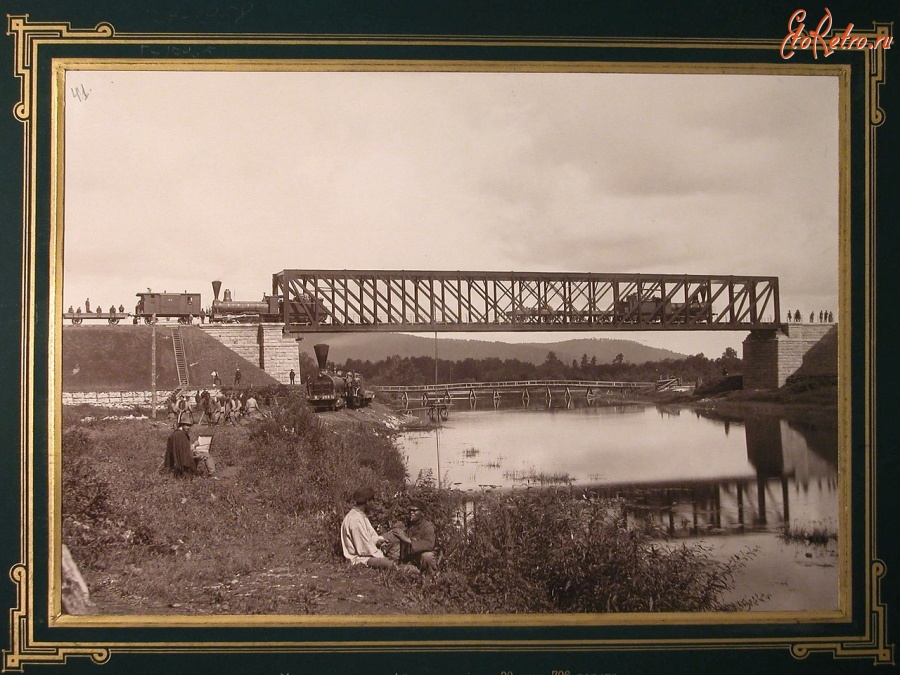 Железная дорога (поезда, паровозы, локомотивы, вагоны) - Мост через реку Ай.726-я верста Самаро-Златоустовской ж.д.