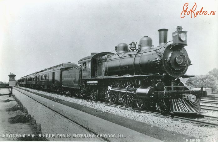 Железная дорога (поезда, паровозы, локомотивы, вагоны) - Паровоз №2323 типа 2-2-1 с пассажирским поездом.