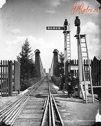 Железная дорога (поезда, паровозы, локомотивы, вагоны) - Железнодорожный висячий мост  над Ниагарой,Канада.                 .