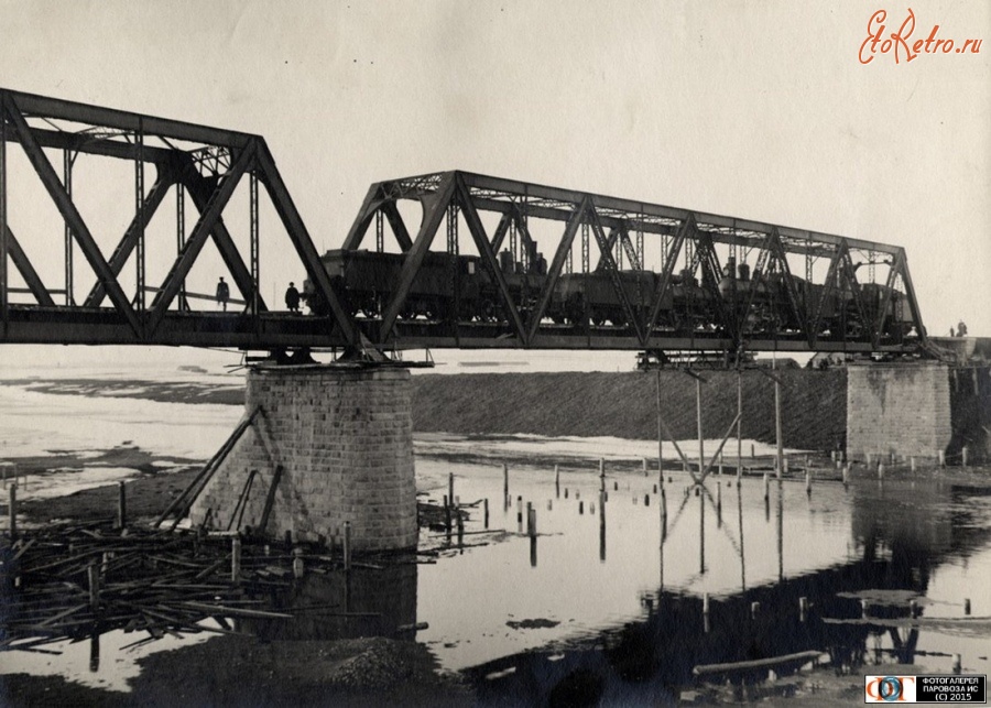 Железная дорога (поезда, паровозы, локомотивы, вагоны) - Испытание моста через р.Тогузак на линии Троицк-Орск.
